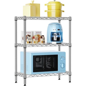 3-Tier Storage Organizer Wire Rack Black Steel Shelving Unit Adjustable Storage Racks & Shelving Units