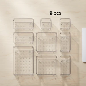 Multipurpose Eco-Friendly Space-Saving Clear Plastic Storage Bins Trays for Jewelry Kitchen Tools Bathroom Vanity Cosmetic