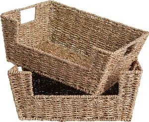 Handwoven Seagrass Wicker Baskets For Storage Pantry Baskets Organization And Storage