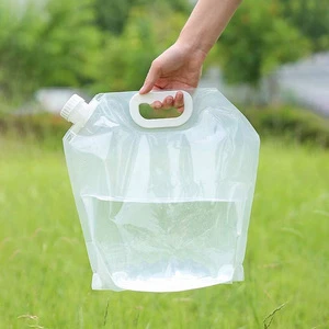 Wholesale 2L 3 Gallon Outdoor Portable Folding Collapsible Water Container Plastic Packaging Bag Transparent Camping Water Pouch