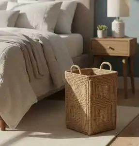 Handcrafted Rattan Storage Wicker Basket Multi-Purpose Durable Organizer for Clothing & Toys
