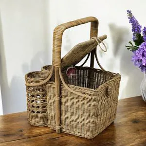 Handwoven Natural Rattan Eco-Friendly Multifunction Picnic Storage Basket Customizable Color Size Vietnam for Picnics Beach