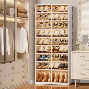 Wholesale Factory Injection Molded Foldable Plastic Shoe Cabinet with Rectangle Design Over 35L Capacity Modern Living Room