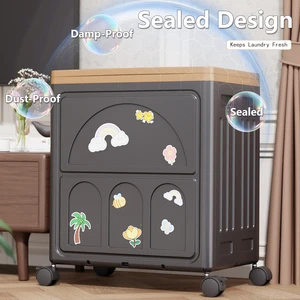 Large Capacity Collapsible Storage Bins with Locking Lid & Casters, Use As Cloth Organizer & Shoe Storage