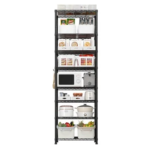 Multi-Purpose Storage Rack Modular Organizer Shelf Detachable 8 Tiers Metal Wire Shelving for Kitchen, Pantry, Garage & Bathroom