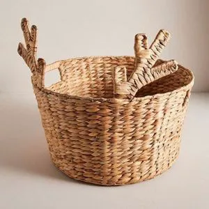 Haprosimex Super September Friendly Foldable Water Hyacinth Plant Fiber Hand-woven Rattan Storage Basket Vietnam BSCI Sedex