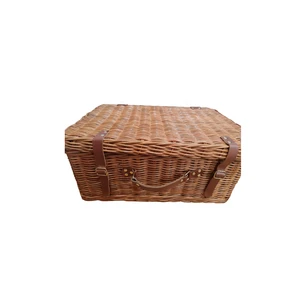 High Quality Large Wicker Rattan Picnic Basket with Accessories - Natural Bamboo Picnic Basket with Handle - Home Party Gift