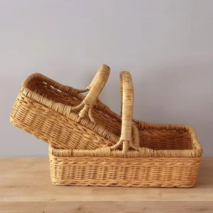 Rattan picnic basket set luxury woven hampers for garden beach camping cheap price hamper baskets