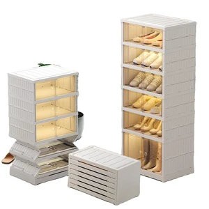 Foldable Detachable Shoe Rack Plastic Shoe Storage for Wardrobe Closet Entryway & Living Room-Large Sturdy Stackable