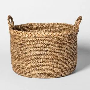 Decorative Wholesales Eco Friendly Woven Water Hyacinth Baskets with Handles From Vietnam for Decor