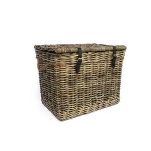 High Quality Mulya Rattan Woven Rectangle Multifunction Storage Basket with Lid Simple Style for Laundry and Storage Wholesale
