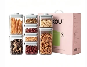 Ankou 8pcs Plastic Airtight Food Storage Containers Gift Box Set BPA-Free Stackable Eco-Friendly Kitchen Pantry Organizer
