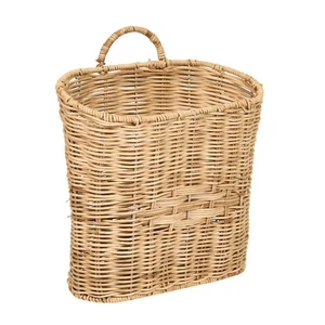 Handmade Rattan Wall Hanging Basket Natural Wicker Storage Organizer Decorative Rattan Basket for Living Room Bedroom Decor