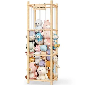 Uionen Wooden Toy Storage Rack Children's Plush Toys Household Public Plush Toys Filled Display Rack Storage Rack