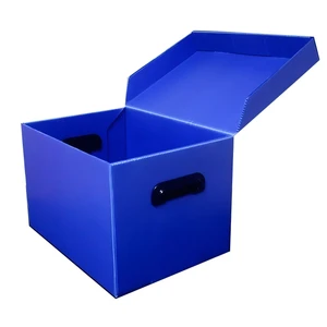 PP Corrugated Plastic Storage Box with Lid and Handle for Warehouse Storage and Industrial Use