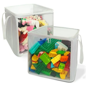 Kids Room Collapsible Organizer Kids Toys Things Storage Bins Handle Fabric PVC Cubes Sundries Storage Box