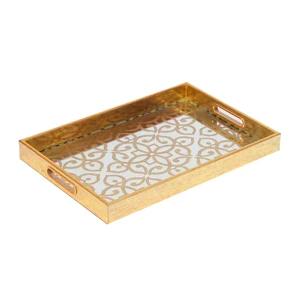 Sturdy PS Serving Tray with Handles Serving Coffee Appetizer Breakfast Kitchen Tray Makeup Drawer Organizer Vanity Tary