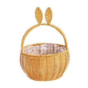 Rattan Woven Eco-Friendly Vintage Multifunctional Flower Basket Plastic Wicker Design Handheld Waterproof Lining Multi-Purpose