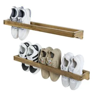 Wood Toy Storage Organizer with 6 Shelves,Set Of2 Wallmounted Shoe Storage Organizer Footwear Holder for Entryway,Holds 6 Pair