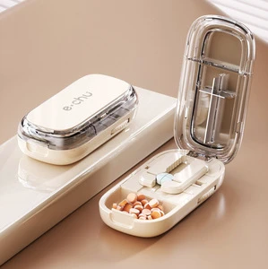 Plastic Pill Cutter Medicine Dispensing Box-Eco-Friendly Dustproof Airtight Multifunctional Food Storage for Kitchen Wardrobe