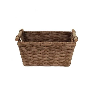 Customized Woven Plastic Rattan Wicker Storage Baskets Bread Fruit Vegetable Food Display Basket
