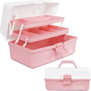 12in Three-Layer Multipurpose Storage Box Organizer Folding Tool Box/Art & Crafts Case/Sewing Supplies Organizer/Medicine
