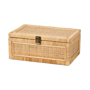 Wholesale Eco-Friendly Rustic Rattan Rectangular Decorative Storage Boxes Lid Handmade Customizable Display Jewelry Keepsake