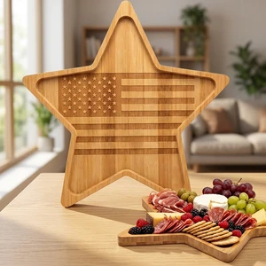 Wholesale Eco-Friendly Bamboo Irregular Serving Tray - Custom Logo Decorative Table Platter For Outdoor Picnic & BBQ Party Decor