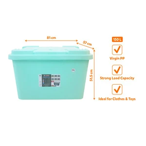 Durable PP Plastic Eco Friendly Storage Box Heavy Duty Wheels Lockable Lid Waterproof Kitchen Bathroom Organizer Crate Case