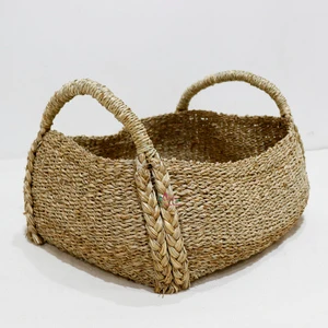 Handmade Multifunction Oval Seagrass Wicker Baskets Braided Handles VIET NAM Artex Dong Thap Brand for Home Kitchen Gift Giving