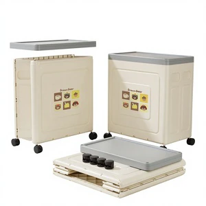 Foldable Storage Box Eco-Friendly PP Material Wheels for Home and Kitchen, Kitchen Storage Organizer