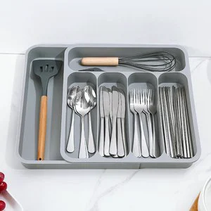 Kitchen Drawer Knife Fork Storage Tray Spice Storage Box Compartmentalized Plastic Tableware Storage Tray