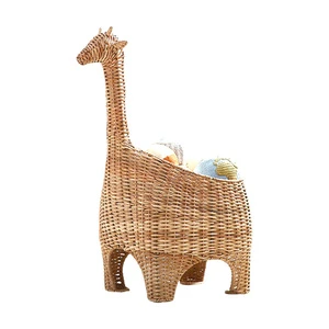 Rattan Basket Wicker Handicraft Giraffe Shaped Handwoven Organizer Eco Friendly Animal Design collect Storage for indoors