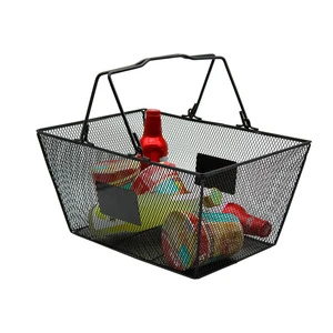 Wholesale Handhold Store Shopping Baskets Portable for Supermarket Kitchen Metal Plastics Iron Wire Decorative Storage Basket