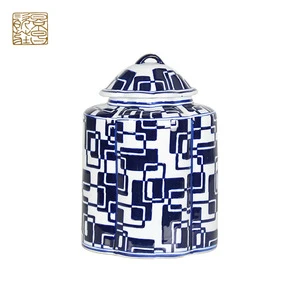 Wholesale Home Decorative Storage Blue Retro Decorations Ceramic Canister Storage
