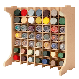 Eco-friendly Polished Wooden Paint Holder Rack Organizer with 49 Holes for Home Decoration