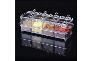 4-Piece Eco-Friendly Transparent Spice Jar Set Classic Design Storage Bottles with Lids for Kitchen Organization PP Material