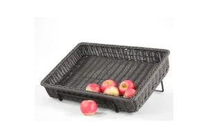 Customized Hot Selling Hand Woven PP Poly Wicker Plastic Rattan Basket Food Bread Rectangle Storage Basket