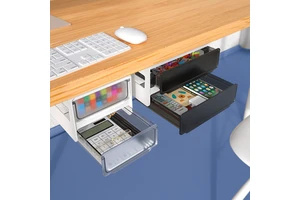 GREENSIDE Modern Double Drawer Under Desk Storage Box High Quality ABS Plastic Office Household Organizer