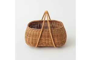 Outdoor picnic basket rattan hamper handbraided storage baskets outdoor lunch dining accessory