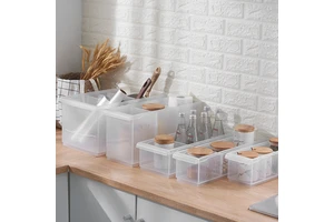 GREENSIDE Modern Transparent PP Plastic Storage Box for Household Desktop Cosmetic Snack Food Injection Capacity 10kg