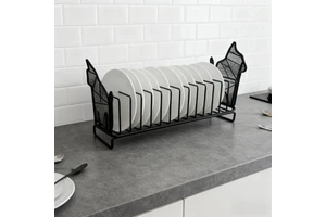 Durable Metal Iron Powder Coating Standing Type Food Use Classic Home Decor Plate Storage Rack