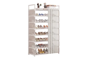 7 Layer Dustproof Shoe Rack Galvanized Steel Pipe + Oxford Fabric Shoe Storage Rack for Entryway,Closets,Bedroom