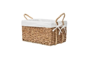 Eco-Friendly Seagrass Water Hyacinth Square Storage Box Handle Vintage Cute Style Multifunction for Stationery Remote Control