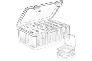 Small Bead Organizers15 Pieces Plastic Storage Cases Mini Clear Bead Storage Containers Transparent Boxes with Hinged Lid