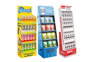 Custom POP Floor Cardboard Display Stand Foldable Flooring Carton Display Rack Supermarket Store Corrugated Display Shelf