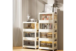 Household Thickening Clear Foldable Container Collapsible Plastic Storage Bins Double Doors Folding Storage Box