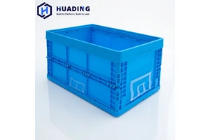 HUADING 600*400*320mm Recyclable PP Plastic Crates Storage Folding Boxes for Food Storage