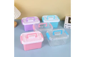 Five Colors Available Factory Direct 0.8kg Plastic Storage Box Transparent Desktop Storage Case with Toy Finishing Recyclable