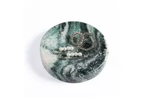 Beautiful Modern Marble Decorative Stone Round Tray with Customizable Design for Wedding Cosmetic Storage